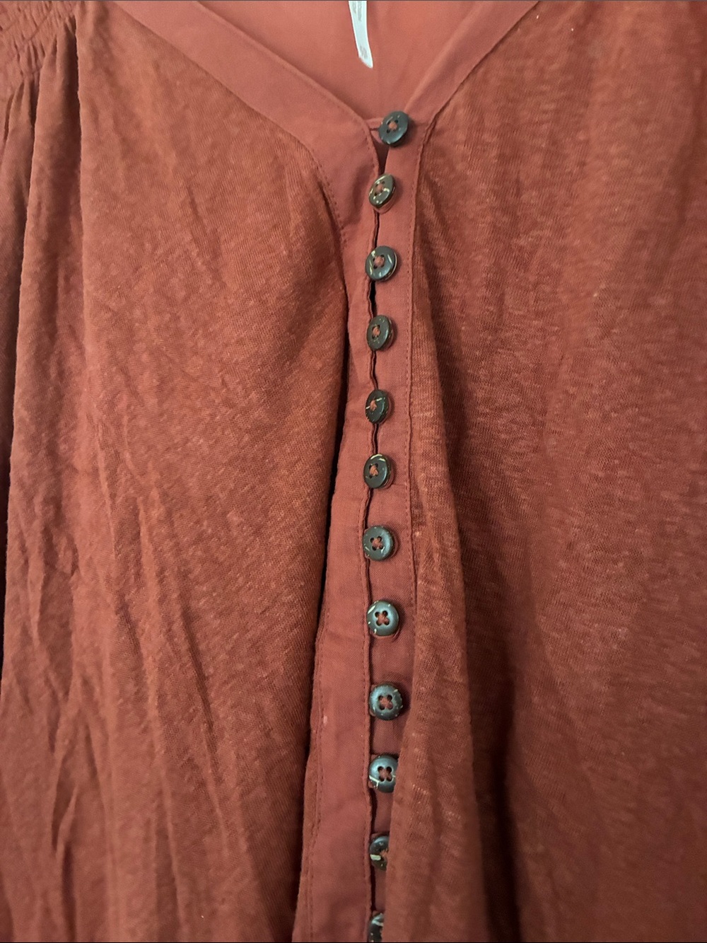Free People Rust Button-Front High-Low Tunic - Picture 2 of 4